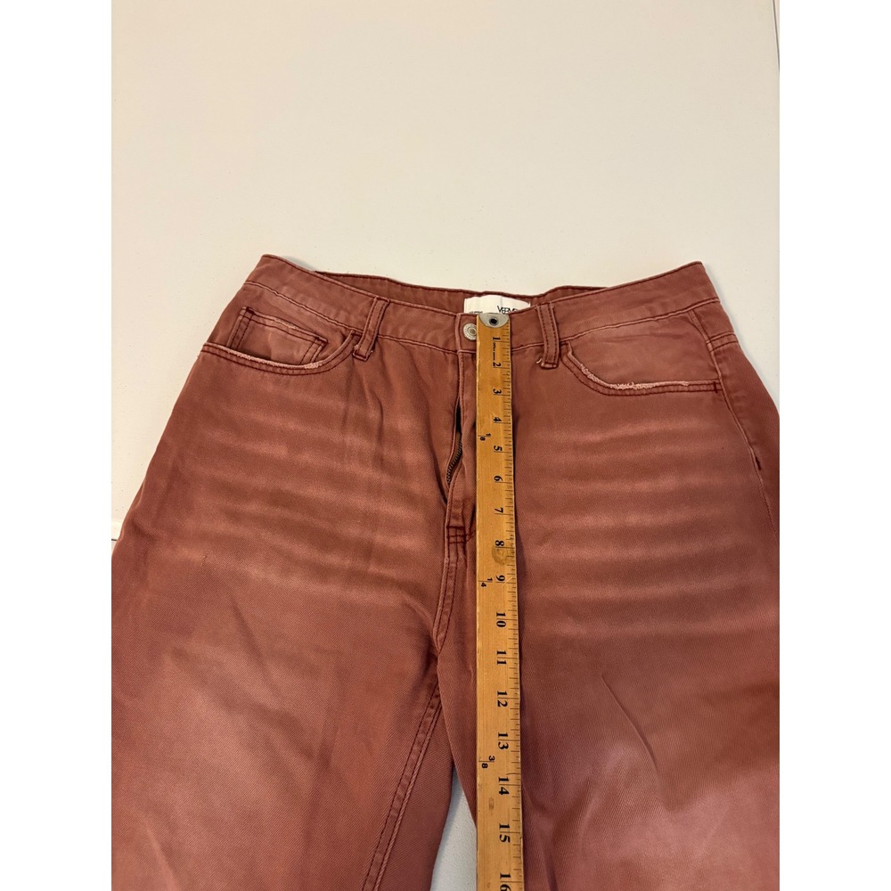 Vervet Wide Leg Distressed Jeans Rust Brown High Rise Raw Hem Skater Boho 30 qq - Picture 7 of 8